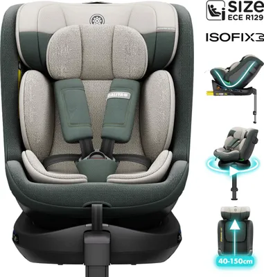 Produktbild von Daliya® BRAVO i-Size, 360° drehbarer Kindersitz, ISOFIX & Stützfuß, Mitwachsender Autokindersitz 0–12 Jahre (40–150 cm), atmungsaktiv, Kinderautositz