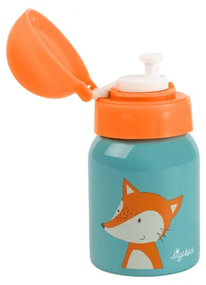 Productafbeelding van SIGIKID 24994 RVS drinkfles, vos. Drinkfles voor kinderen, geschikt voor meisjes en jongens. Accessoire, aanbevolen vanaf 3 jaar. Blauw, 250 ml