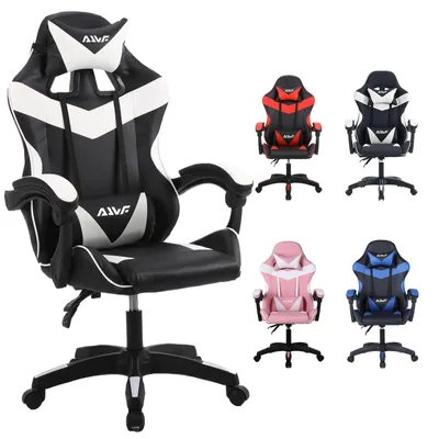 Produktbild von Gaming-Stuhl – Ergonomischer Bürostuhl – Lendenwirbelstütze – Memory-Schaum – Kunstleder – Hoch, Schwarz
