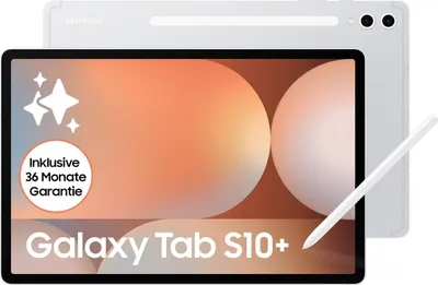 Produktbild von Samsung Galaxy Tab S10+ AI Tablet, Android 12GB RAM, 512GB Speicher, AMOLED Display, Antireflexionsbeschichtung, inkl. S Pen, WiFi, Platin Silber, 36