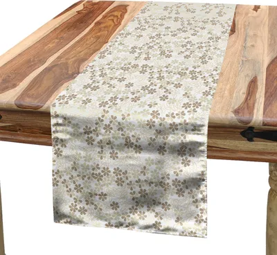 Produktbild von ABAKUHAUS Blume Tischläufer, Blumen Blumenstrauß Blüten Ornamental Simplistic Monochromic Sommer Artwork, 40 x 180 cm, Beige Umber Creme