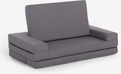 Immagine prodotto di Divano letto a 2 posti, pieghevole salvaspazio, tessuto Miranda - Grigio scuro
