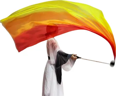 Produktbild von Bauchtanz-Schleier, Poi, Kunstseidenschal mit Poi-Ball, Wurfbällen, Schal, Poi-Streamer, buntes seidiges Flaggenband, Streamer für Partys, Tänze und Aufführungen
