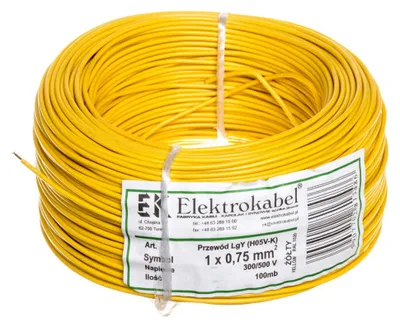 Productafbeelding van Kabel voor elektrische installaties, 300/500 V, 100 meter, geel