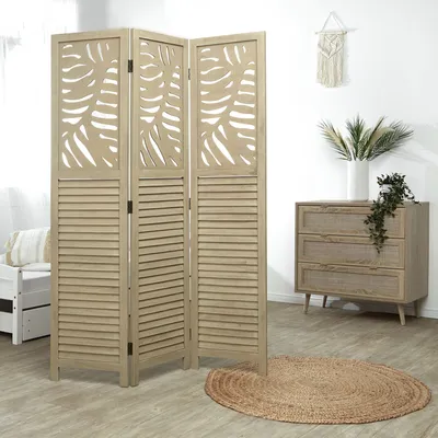Produktbild von Homestyle4u Paravent Raumteiler 3 teilig Holz Raumtrenner Trennwand Sichtschutz Spanische Wand