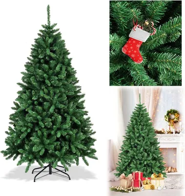 Produktbild von COSTWAY 180 cm Weihnachtsbaum, Christbaum kuenstlich aus PVC, Tannenbaum mit faltbarem Metallstaender, mit 1355 Spitzen