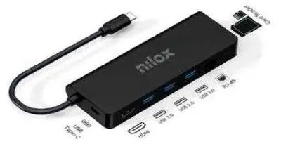 USB-Hub, 8 Ports, 4x USB-A, HDMI, Ethernet, USB-C, grau