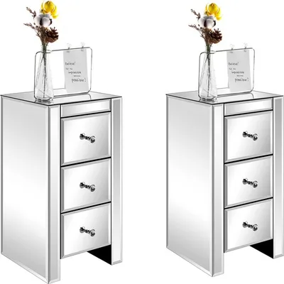 Produktbild von FCH Nachttisch 2er Set, Nachtschrank mit 3 Schubladen, Beistelltisch, 30 x 30 x 60 cm