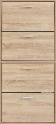 Produktbild von Schuhschrank 'Sykkylven' Schuhkipper mit 4 Klappen 134 x 60 x 24 cm Sonoma-Eiche