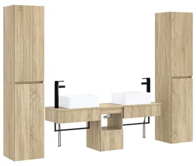 Obrázek produktu pro vidaXL Sada koupelnových nábytkových prvků, 5 kusů, Imitace Sonoma, rozměry 33 x 34,5 x 160 cm