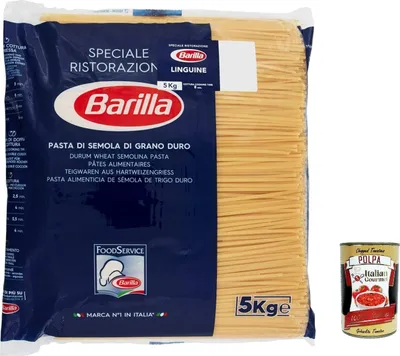 Produktbild von Pasta Barilla Linguine Ristorante Nr. 98 italienisch Nudeln 5kg pack + Italian Gourmet polpa