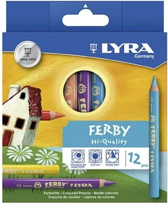 Image de LYRA 3621120 Crayon de couleur Ferby laqué 12 pièces dans un étui triple face