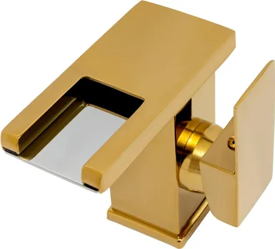 Produktbild von LED Waschtischarmatur - Wasserfall Armatur - 3-farbige LED Beleuchtung - Deckmontage 1-3 Löcher - Messing - 60 cm Schläuche - Gold