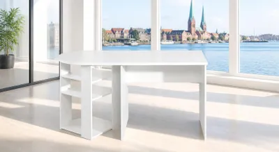 Produktbild von Schreibtisch gerundete Tischplatte Bürotisch weiss Nachbildung #2467