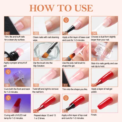 Produktbild von COSCELIA Nagelset, 48W UV/LED Lampe (30/60/90s), 3 Polygel-Tuben, 20 UV Gel Lacke, Slip-Lösung, 2-3 Wochen Haltbarkeit