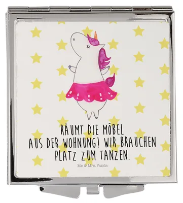 Produktbild von Mr. & Mrs. Panda Schminkspiegel Einhorn Ballerina - Weiß - Geschenk, Wohnung, Klappspiegel, Geburtstag, Frauen Spiegel, Party, Unicorn, Reisespiegel, Taschenspiegel