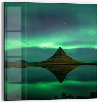 Produktbild von DEQORI Glasbild Echtglas 30x30 cm 'Magischer Lichttanz' Wandbild Bild modern Deko