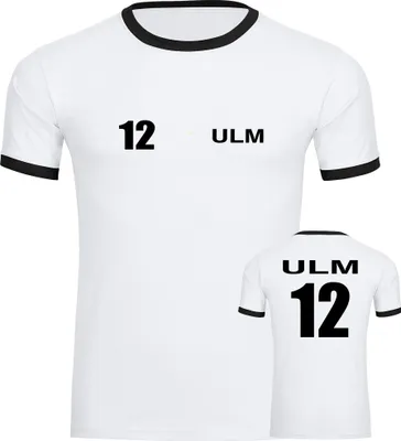 Produktbild von multifanshop Kontrast T-Shirt - Ulm - Trikot Nummer 12, weiß/schwarz, Größe XXL