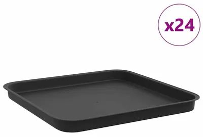Image de vidaXL Plateau carré pour plantes, 24 pièces, noir, 32 x 32 x 2,5 cm