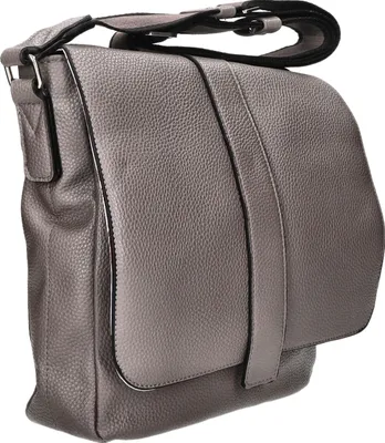 Produktbild von Graue Überschlag Abendtasche aus glattem Kunstleder mit Reißverschluss, verstellbarem Schulterriemen, 22,5x25,5x6,5 cm (BxHxT)