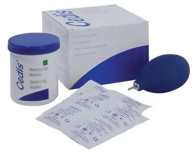 Produktbild von Cedis Reinigungsset HdO 87000 - 8 Tbl., 1 Puster Blau, Becher inkl. Siebeinsatz