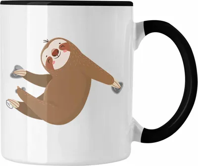 Produktbild von Trendation - Klettern Tasse Geschenk Outdoor Klettern Geschenkidee für Kletterer Faultier Grafik (Schwarz)