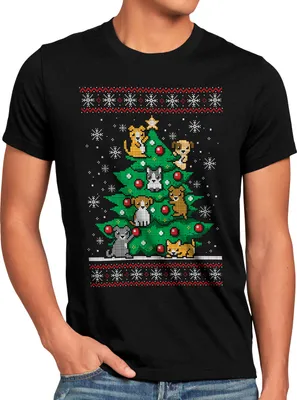 Produktbild von style3 Pawlidays Herren T-Shirt xmas weihnachten weihnachtspullover pulli ugly sweater strick