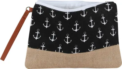 Produktbild von Leichte Kosmetiktasche Schminktasche Maritim mit Anker Muster und Reißverschluss    , Farbe:Schwarz