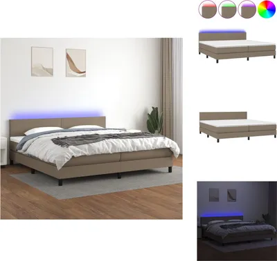 Produktbild von vidaXL Boxspringbett mit Matratze & LED Taupe 200x200 cm Stoff -  Betten & Bettgestelle