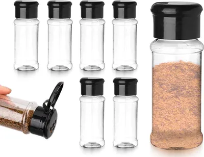 Image de Distributeurs d'épices en plastique transparent, ensemble de 6 pièces, capacité de 100 ml, pour la cuisine