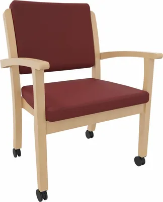 Produktbild von Schwerlaststuhl Alexander XXL auf Rollen – Stabiler Stuhl mit Armlehnen für Adipositas bis 250 kg.Stoffbezug:Kunstleder Nessi Bordeaux,Sitzhöhe:58,5cm