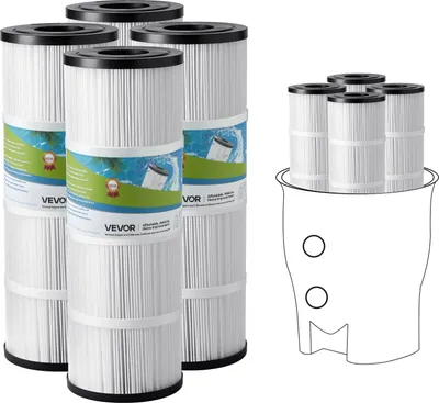 Produktbild von VEVOR Pool-Filterkartusche, 4er-Pack, Wasserfilter 7,4 m², Ersatz-Filter, kompatibel mit Pentair CCP320, Pleatco PCC80-PAK4, Poolfilter sicher für Kinder und Haustiere, leicht zu reinigen