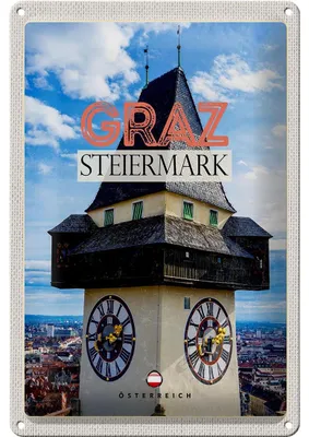 Produktbild von Blechschild Reise 20x30cm Graz Steiermark Kirche Ausblick Stadt