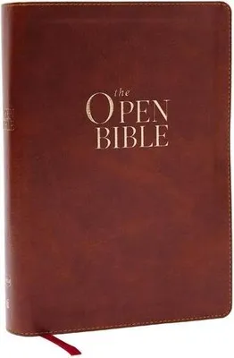 Immagine prodotto di The Open Bible: Read and Discover the Bible for Yourself (NKJV Brown Leathersoft, Red Letter, Comfort Print)