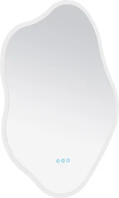 Produktbild von Asymmetrischer LED Badspiegel mit Beleuchtung und Anti-Beschlag 90x60 cm – Unregelmäßiger Deko-Wandspiegel mit Touch-Schalter 3 dimmbaren Lichtfarben
