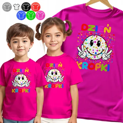 Produktbild von Kinder-T-Shirt - Tagsüber Punkte Emoticon Bunte Punktmuster - 110 Xs