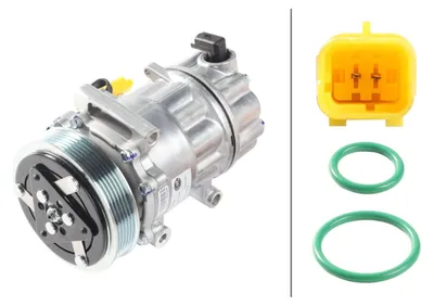 Image de Compresseur de climatisation 12 V, Ø 119 mm – Expertise thermique HELLA pour, entre autres, la PEUGEOT 308
