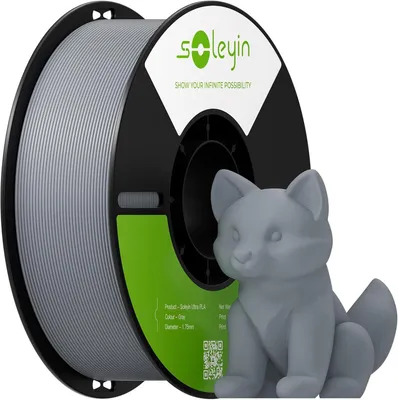 Image de Filament PLA Creality Soleyin Ultra, 1,75 mm, 1 kg pour imprimante 3D - Gris - 3301010501