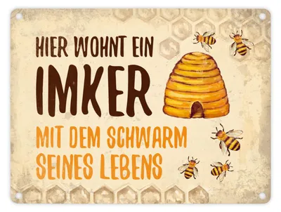 Produktbild von Blechschild - Hier wohnt ein Imker… Schild Blechschild Aluminiumschild