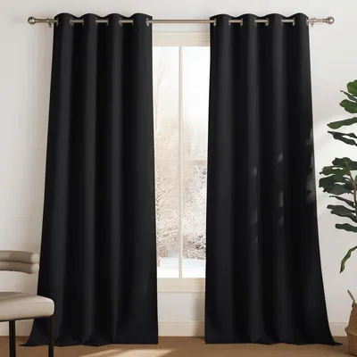 Immagine prodotto di Tende oscuranti nere, set da 2, tende termiche, altezza 300 cm, larghezza 140 cm