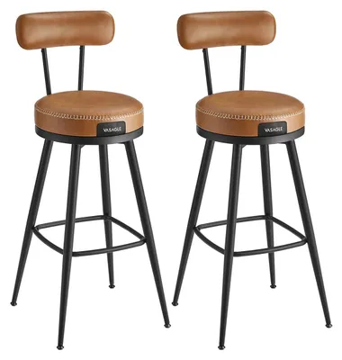 Immagine prodotto di 2 sgabelli da bar – acciaio, ecopelle, 57 x 57 x 101 cm