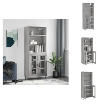 Obrázek produktu pro vidaXL Highboard Grey Sonoma 69,5x34x180 cm Materiál na bázi dřeva - Příborníky