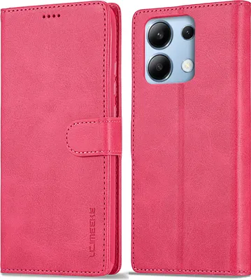 Produktbild von Hülle für Xiaomi Redmi Note 13 Pro 4G/Poco M6 Pro 4G, Klapphüllen Brieftasche Leder Magnetverschluss Ständer Schutzhülle Rosa