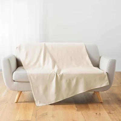 Produktbild von Einfarbiger Plaid aus Polybaumwolle für Sofa oder Bett