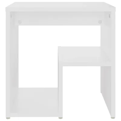 A white modular shelf unit against a white background.