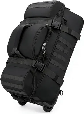 Produktbild von Reisetasche mit Rollen – Kofferartiges Reisegepäck – Für Reisen und Aufbewahrung – Faltbar und wasserdicht – 80 Liter Fassungsvermögen – Schwarz