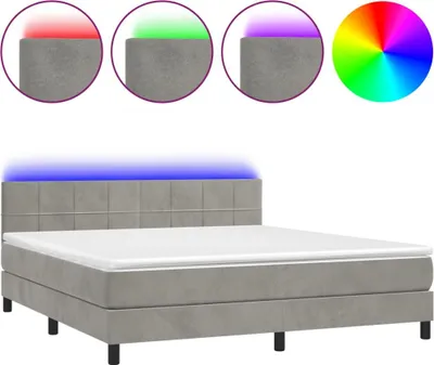Obrázek produktu pro vidaXL Postel Boxspring s matrací a LED světlem šedá 180x200 cm Velvet