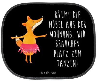 Produktbild von Mr. & Mrs. Panda blendschutz auto Fuchs Ballerina - Schwarz - Geschenk, Party, Sonnenschutz, für Autoscheiben, Feier, Geburtstag, Sonnenblende, Tanzen, Füchse, Fürs