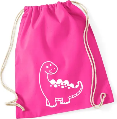 Produktbild von Huuraa Turnbeutel Apatosaurus Dinosaurier 12 Liter Fuchsia Baumwolle Rucksack Geschenkidee