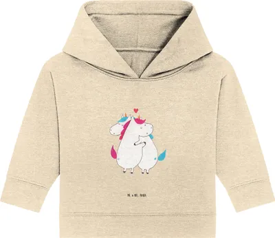 Produktbild von Mr. & Mrs. Panda Organic Baby Hoodie Einhorn Mitteilung 24. - 36. Monat - Natural Raw - Geschenk, Valentinstag, Unicorn, Kapuzensweatshirt, Spruch, Ehe, Kapuzenshirt